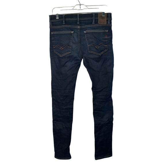 Vintage Y2K Replay Mens 30x32 Jondrill Stretch Skinny Fit Dark Blue Denim Jeans - Picture 4 of 10